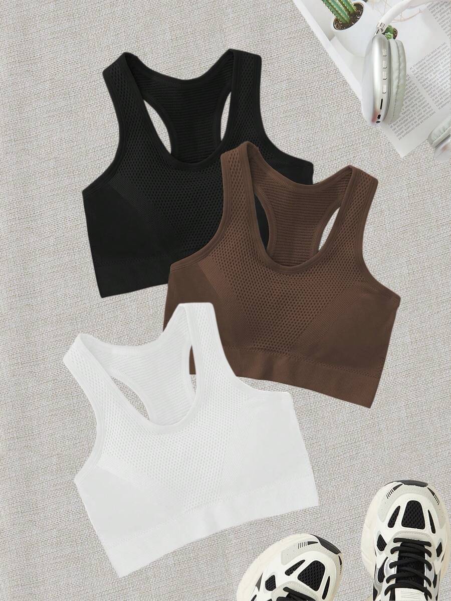 Easithlete 3pcs Seamless High Stretch Sports Bra - Multicolor - View 1