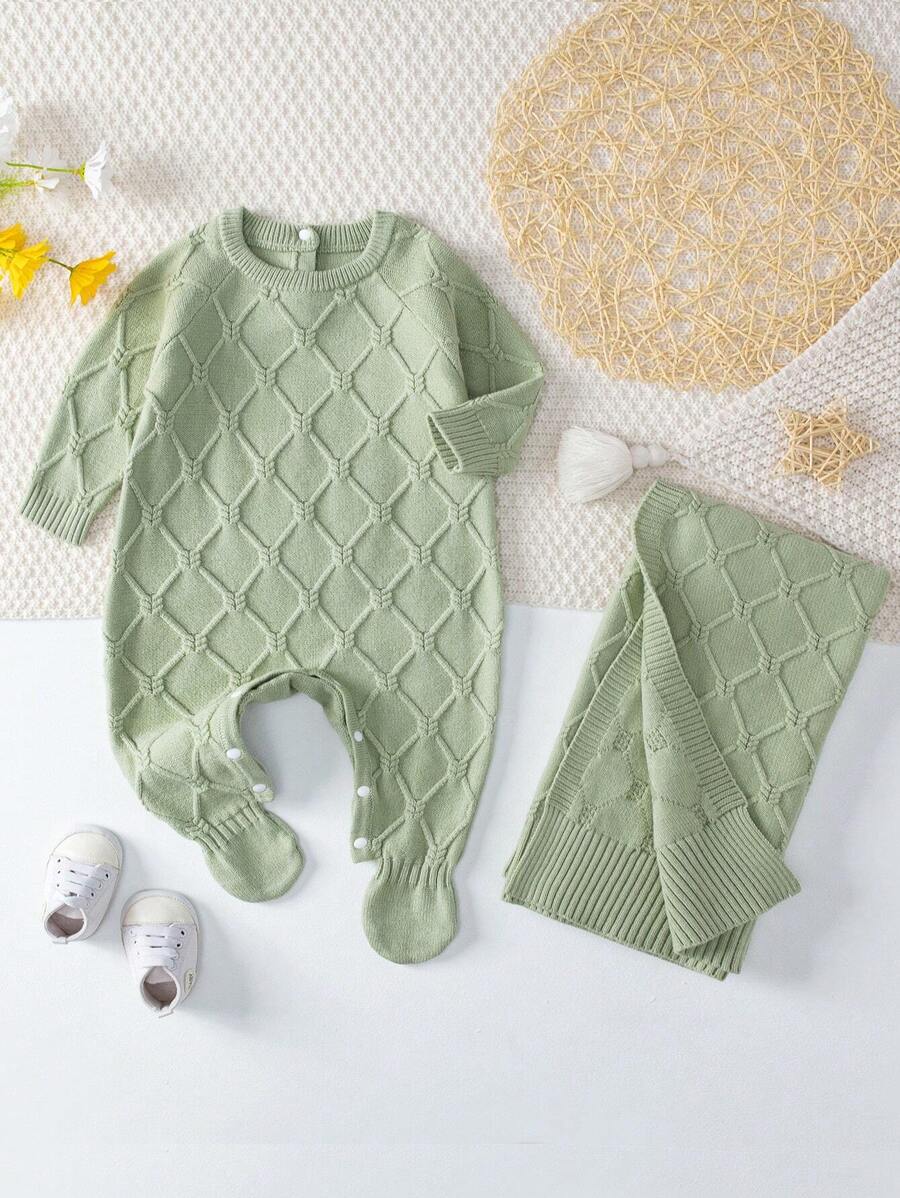 Baby Girls' Sweater Jumpsuit - Green - View 1