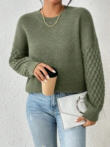 Chiquease Jersey de hombros caídos tejido de canalé