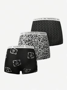 Men's Heart & Star Print Boxer Briefs, 3pcs/set - Multicolor - View 2