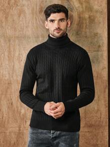 RueChic Men's Turtleneck Sweater - Black - View 5