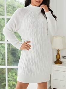 SHEIN Frenchy Hơn Xoắn Dan Tay Raglan Đầm Áo len - trắng - Xem 7