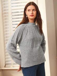 SHEIN Frenchy 女式拉蓋袖毛衣 - 灰色 - 查看 5