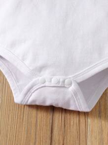 Đứa bé gái Đồ họa trái tim & khẩu hiệu Áo liền quần chặt & Tương phản Đường may bên Quần thể thao - trắng - Xem 7