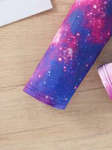 SHEIN Tween Girl Galaxy And Cat Print Tee & Pants Snug Fit PJ Set - Multicolor - View 8