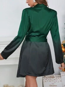 SHEIN Privé Ombre Lapel Neck Belted Blazer Dress