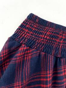 SHEIN Qutie 大碼格紋印花前繫帶喇叭半身裙 - 彩色 - 查看 4