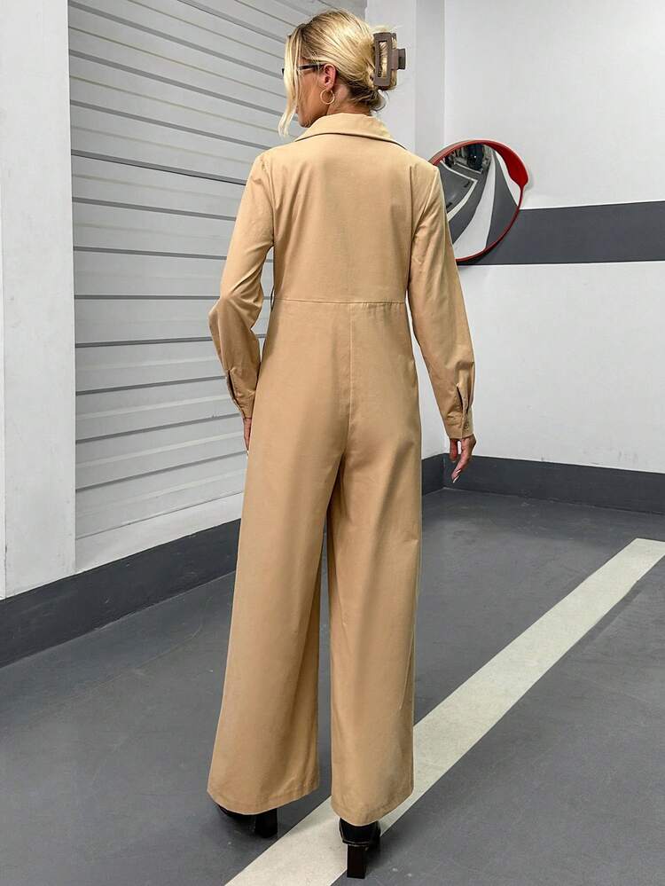 Zip Up Wide Leg Jumpsuit