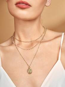 SHEIN Belle 1 件多層鏈條項鍊 - 金黃色 - 查看 7