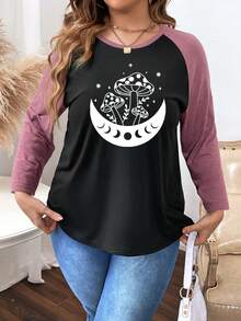 Calvaya Talla grande Camiseta seta & con estampado de luna de manga raglán - Multicolor - Ver 3
