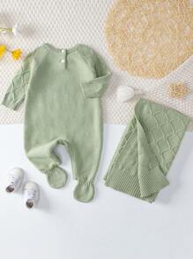 Baby Girls' Sweater Jumpsuit - Green - View 2