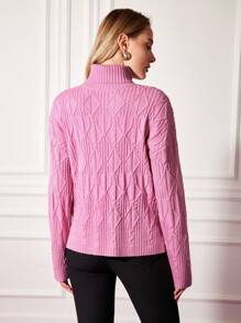 MOTF PREMIUM DIAMOND KNIT TURTLENECK SWEATER - Hot Pink - View 3