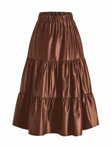 大碼半身裙 - 棕色 - 查看 3