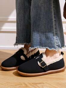 女性時尚毛絨平底鞋