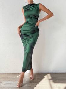 Allurite 素色側收褶緊身洋裝 - 彩色 - 查看 6