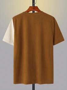 Manfinity Homme Maglietta casual a maniche corte con blocchi di colore per uomo in taglie grandi, adatta per uscire