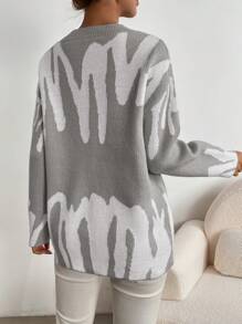 SHEIN LUNE Graphic Pattern Drop Shoulder Sweater