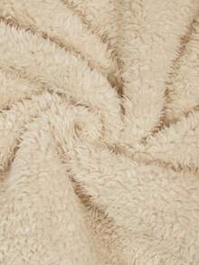 SHEIN Maternity Half Zip Kangaroo Pocket Drop Shoulder Fuzzy Sweatshirt - Beige - View 3