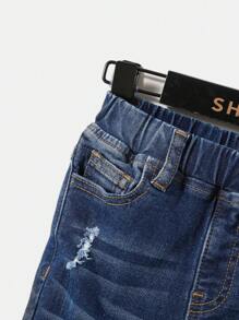 SHEIN Young Boy Distressed Jeans - Dark Wash - View 4