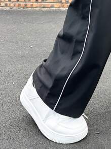 Teen Girl Contrast Side Seam Pants - Black - View 3