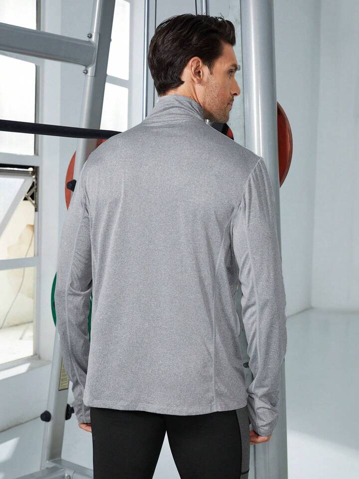 Manfinity Sport Streetwear Men Thumb Holes Zip Up Hooded Sports Jacket Workout Tops Grey Jacket