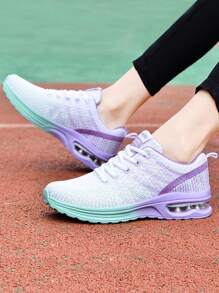 女士紫色轻质缓冲运动鞋，舒适透气学生跑步鞋 - 紫色 - 查看 6