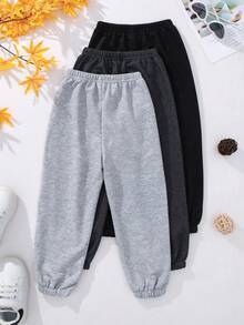 SHEIN Cô Gái Trẻ 3pcs Đồ họa Chữ cái Eo đàn hồi Quần thể thao - Nhiều màu - Xem 2