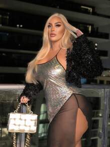 SHEIN SXY Plus Size Sparkly Jacket For New Year'S Dress