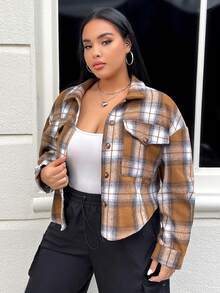 SHEIN EZwear 女式休閒格紋襯衫夾克 - 彩色 - 查看 6