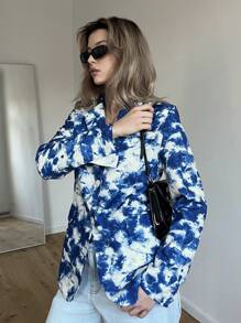 SHEIN Essnce 紮染前紐扣西裝外套 - 彩色 - 查看 1