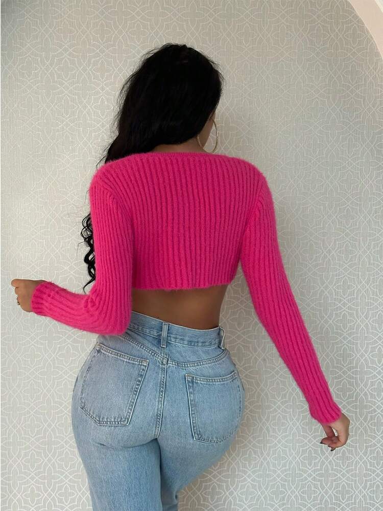 Button Detail Asymmetrical Hem Knit Pullover Fall Winter Sweater