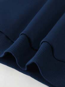 Manfinity EMRG Loose Fit Men's Slogan & Hand Graphic Printed Thermal Lined Hoodie With Drawstring, For Fall Winter, Long Sleeve Top - Navy Blue - View 3