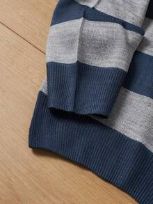 RueChic 男士條紋圖案套頭毛衣 - 藍色 - 查看 4