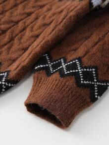 Toddler Boys' Round Neck Sweater - Coffee Brown - View 5