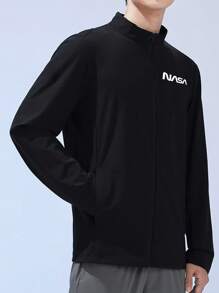 Gym Rark Chaqueta deportiva de estilo novio con estampado de letras para hombres, chaqueta deportiva para entrenamiento - Negro - Ver 4