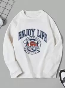 RueChic Men Letter Graphic Drop Shoulder Sweatshirt - White - View 1