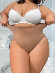 Plus Solid High Waist Panty - Dusty Pink - View 3