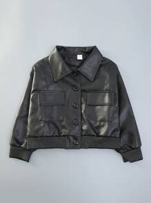 Chica preadolescente Cazadora PU - Negro - Ver 1