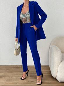 EURMUSE Double Breasted Blazer & Pants - Royal Blue - View 3
