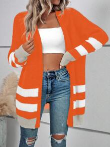 SHEIN LUNE 撞色落肩袖開襟開衫 - 彩色 - 查看 1