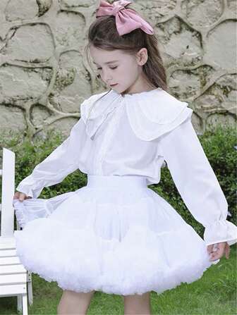 少女高腰網紗罩裙