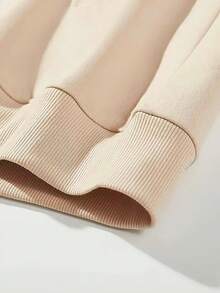 男士大碼字母圖案搖粒絨運動衫 - 米色 - 查看 5