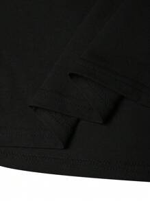 Manfinity Homme Men Solid Round Neck Long Sleeve Tee, Fall - Black - View 3