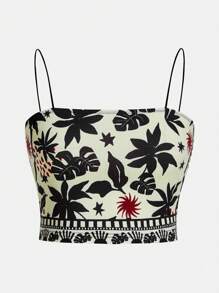 Rafael Machado Artysta Kobiety Boho Bohemian Wakacje Tropikalny Nadruk Cami Top, Na Lato, Wakacje, Plaża, Wyjście, Festiwal, Ibiza Fits, Western Wear