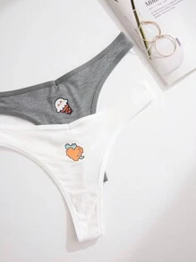 PetitDoll 5 piezas Paquete de tangas sexys con estampado de dibujos animados - Multicolor - Ver 4