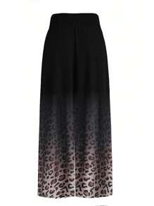 SHEIN LUNE Talla grande Pantalones de pierna ancha con estampado de leopardo de ombré - Multicolor - Ver 2