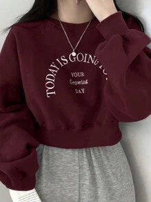 DAZY Sudadera oversize con gráfico de letra, manga larga, ropa de otoño