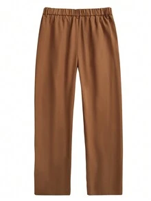 Manfinity Hypemode Nam Chi tiết xếp li Chân thẳng Quần tây - màu nâu - Xem 2