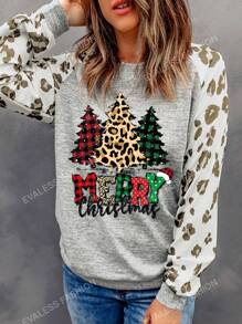Christmas Print Raglan Sleeve Sweatshirt
