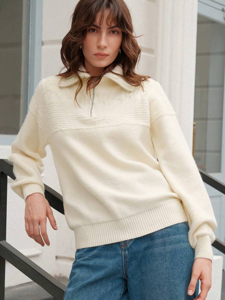 Maglione a collo rovesciato con spalle scoperte, lavorato a maglia, per l'autunno e l'inverno, da donna